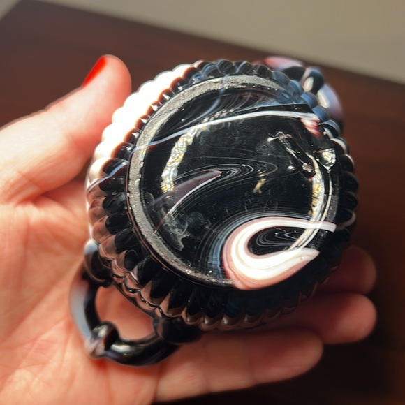 Vintage Purple Slag Glass Double Handle Jewelry Trinket Dish Small Sugar Bowl - Picture 5 of 7